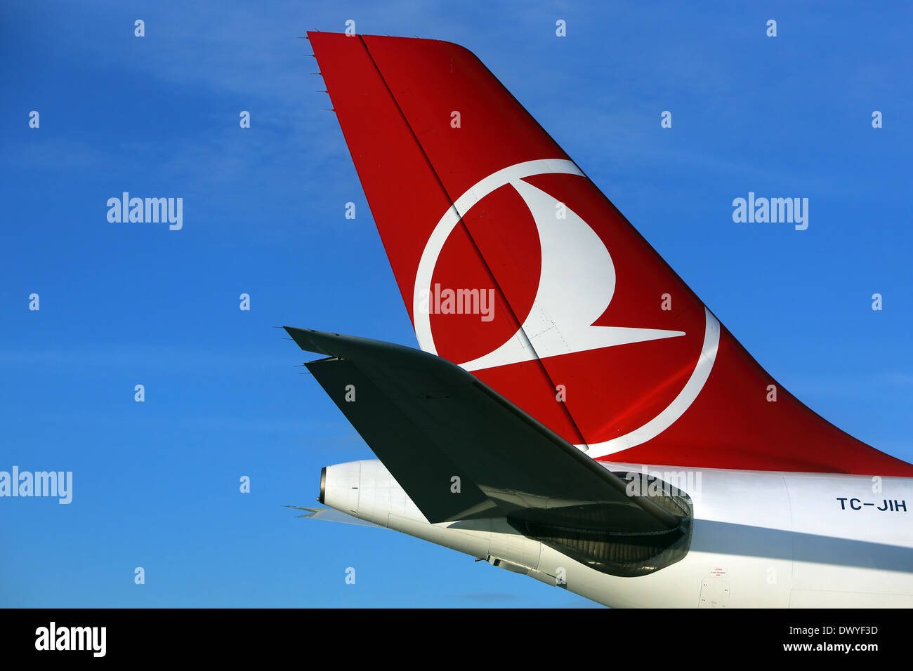 Istanbul, Türkei, Heckfluegel eine Maschine der Fluggesellschaft Turkish Airlines Stockfoto