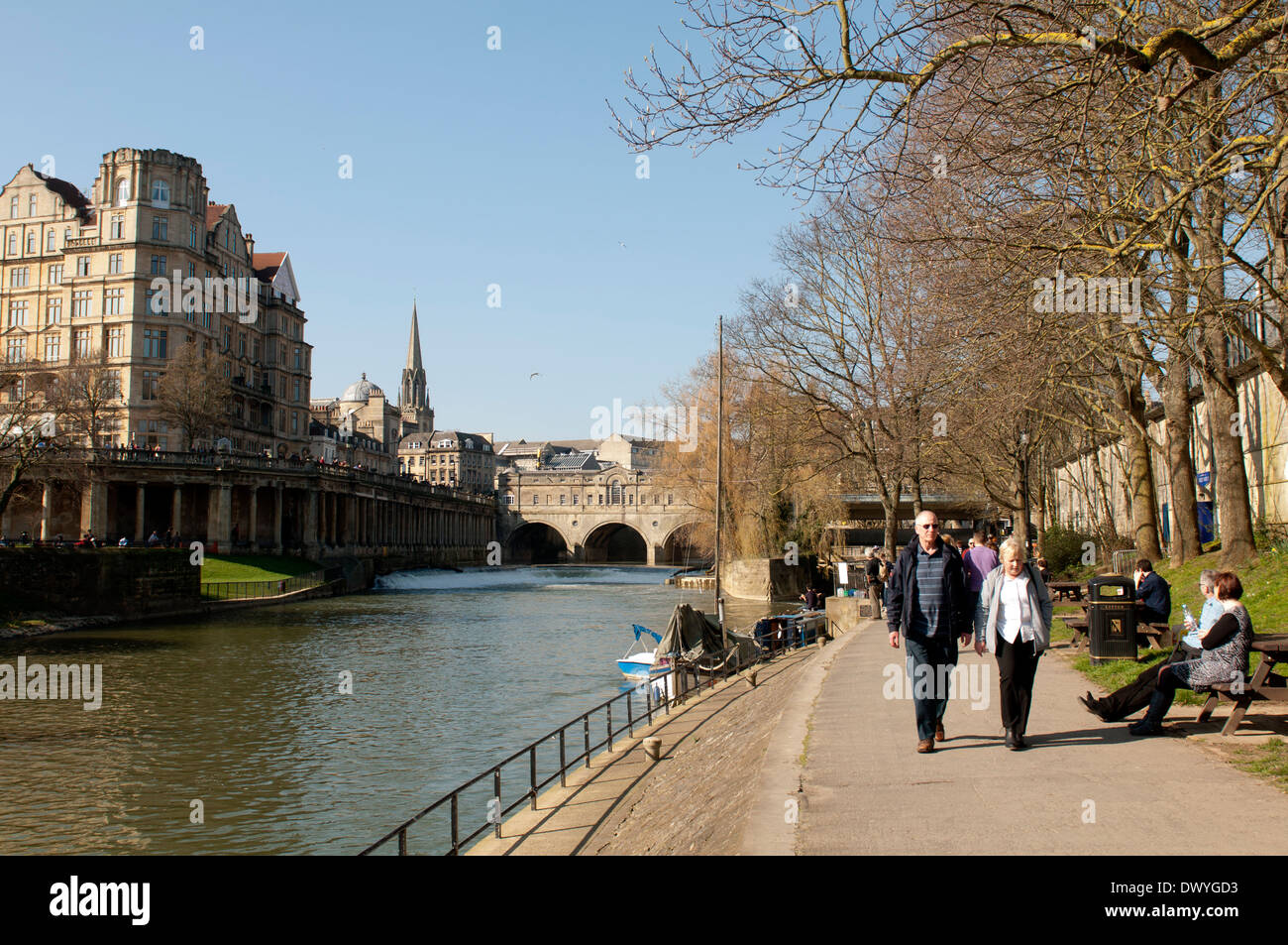 Riverside walk, Bath, Somerset, England, UK Stockfoto