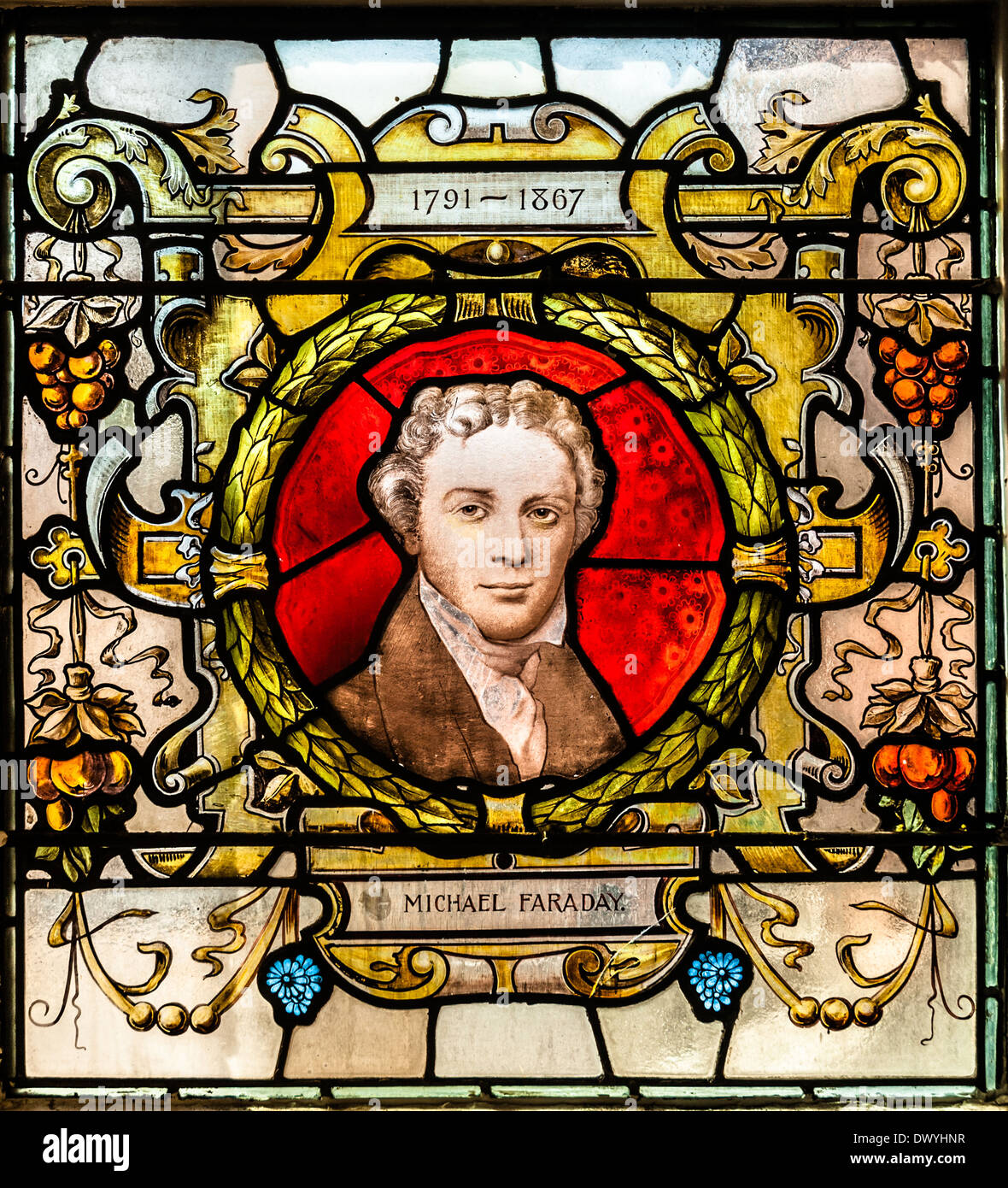 Michael Faraday war ein englischer Wissenschaftler, die die Felder des Elektromagnetismus und elektrochemische beigetragen. Stockfoto