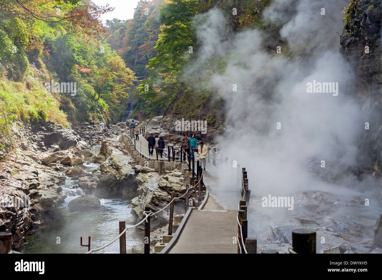 Oyasu-Kyo Schlucht Thermalquelle, Yuzawa, Präfektur Akita, Japan Stockfoto