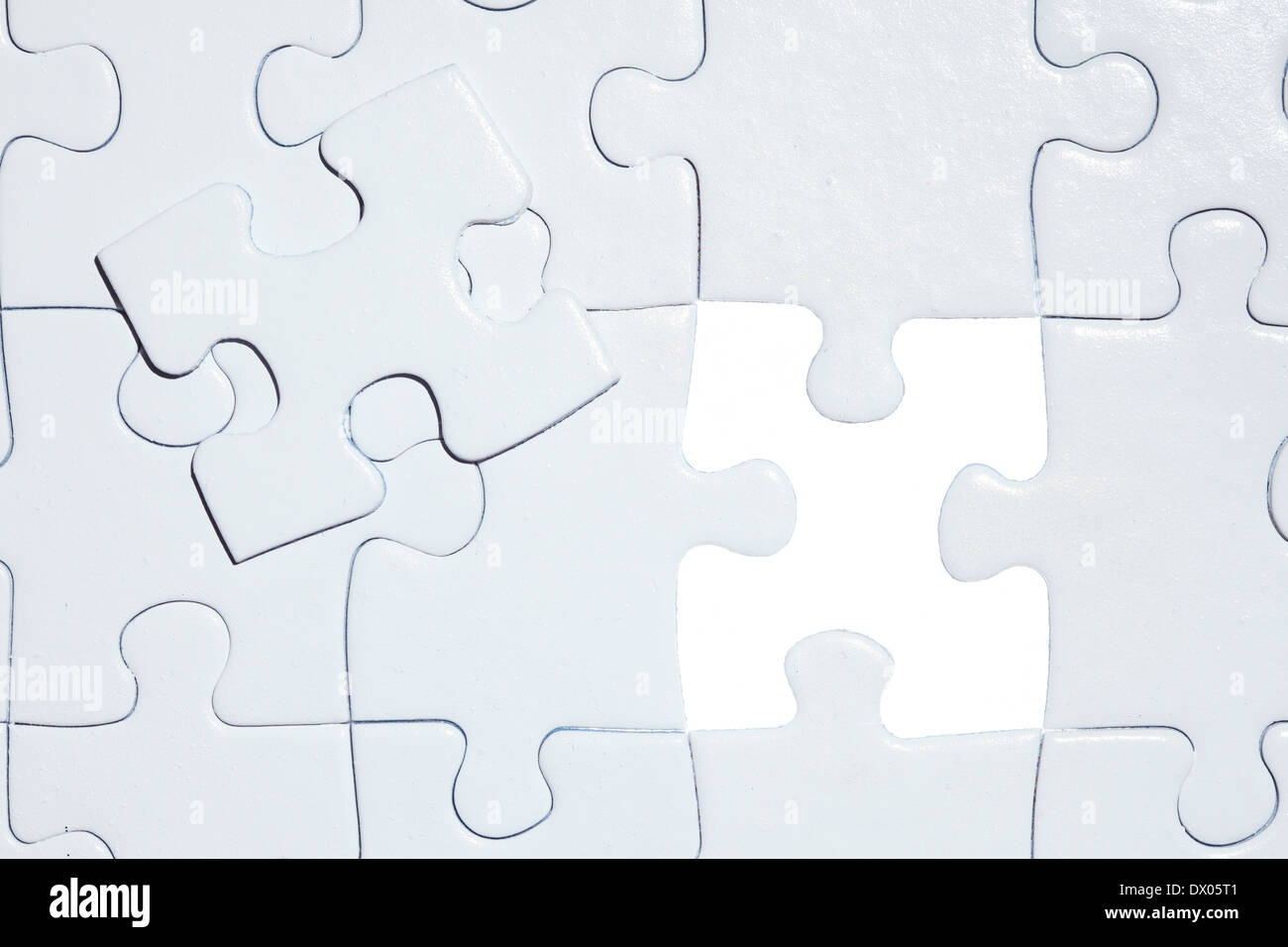 Puzzle mit fehlende Stück weiß Stockfoto