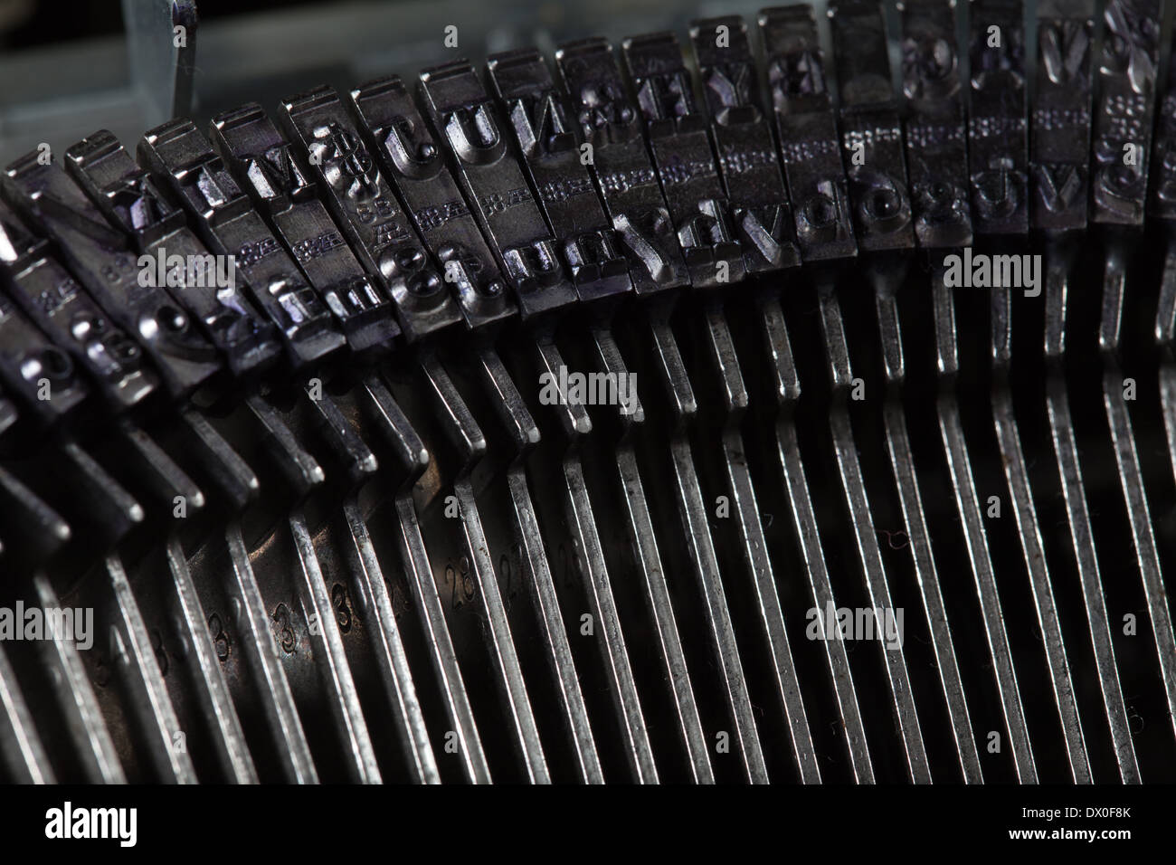 alte Schreibmaschine Typ Balken, Mechnical Hintergrund Stockfoto