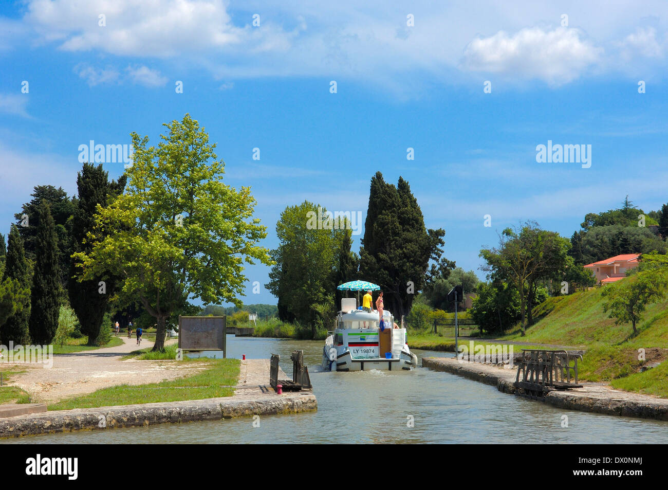 Canal du Midi, Neuf ecluses Stockfoto