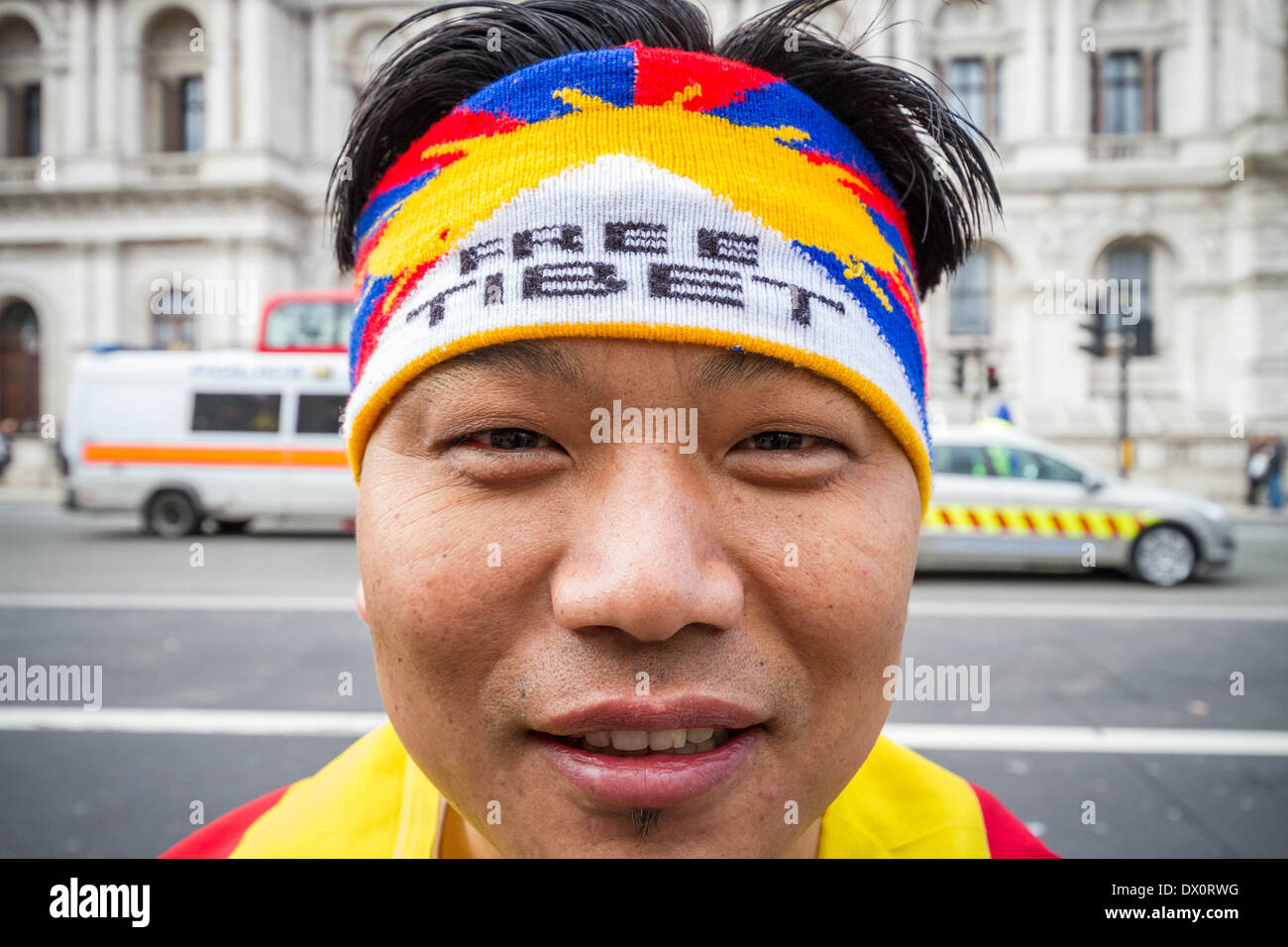 Jährliche Tibet-Protest Marsch für die Freiheit von der chinesischen Besatzung in London Stockfoto