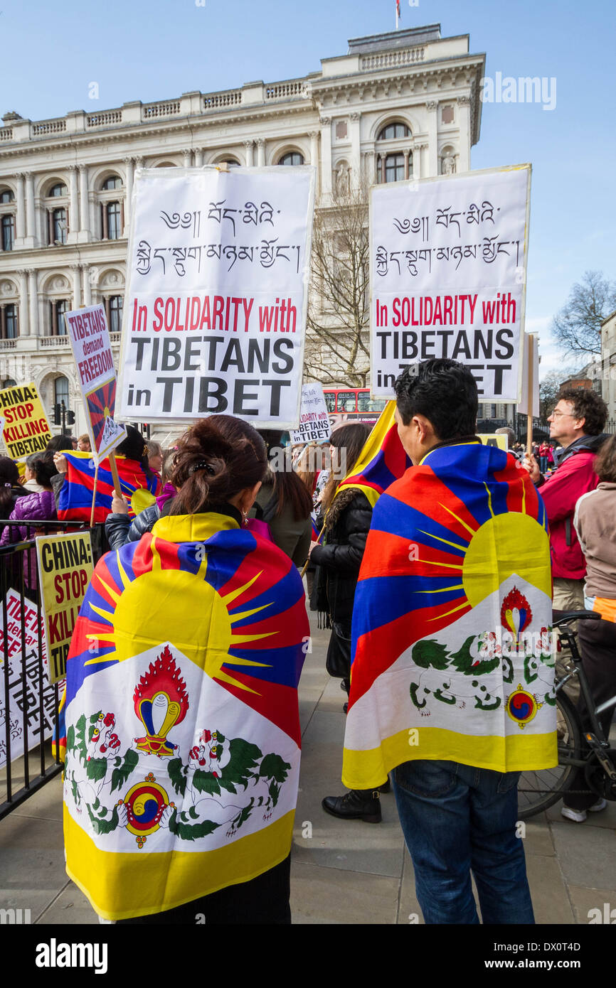 Jährliche Tibet-Protest Marsch für die Freiheit von der chinesischen Besatzung in London Stockfoto