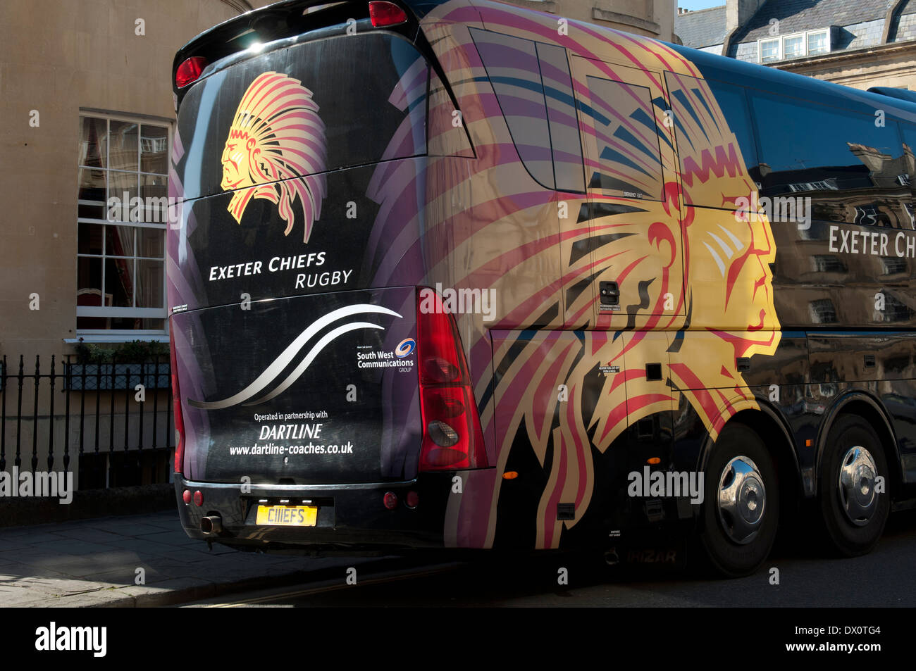 Exeter Chiefs Rugby-Team-coach Stockfoto