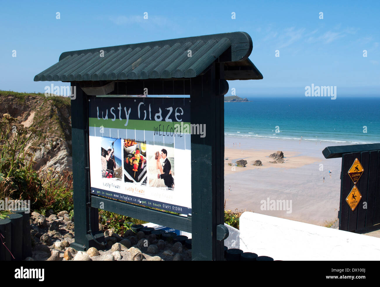 Lusty Glasur Strand, Newquay, Cornwall Stockfoto