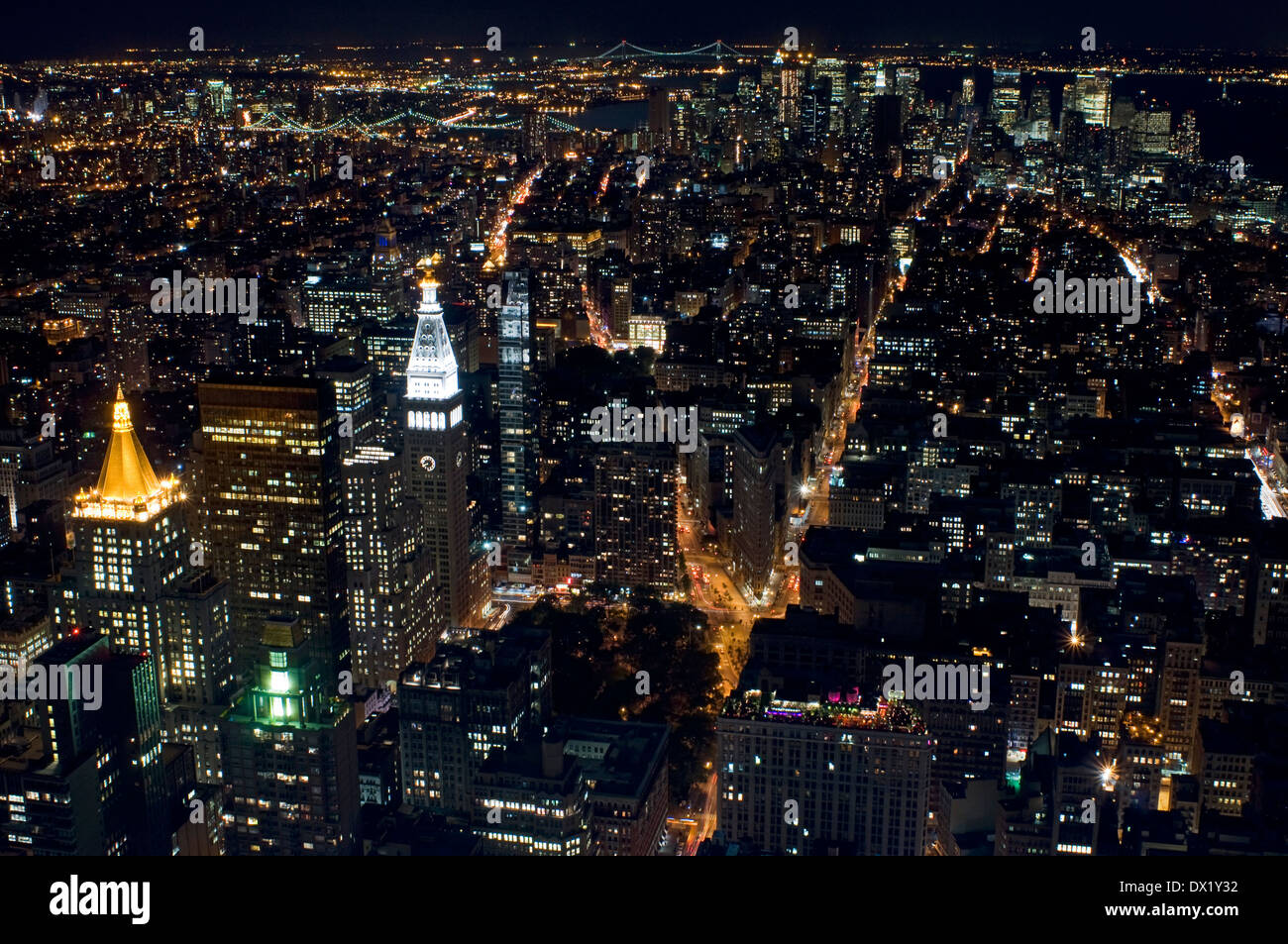 Luftaufnahmen des Union Square & Gramercy & Flatiron District. Die Bedeutung der Gebäude in der Gegend hat dazu aufgerufen werden Stockfoto