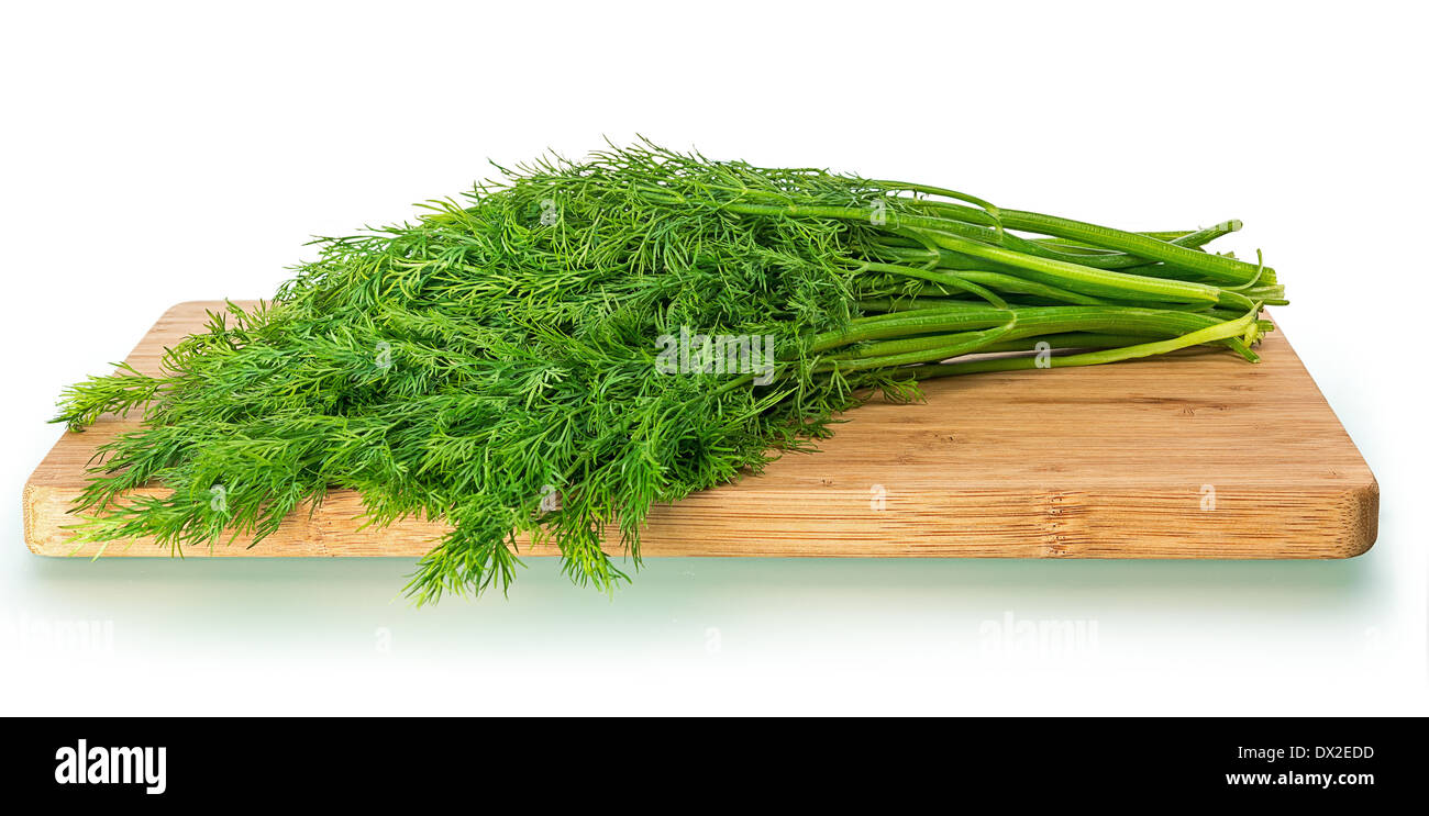 Bund frischen Dill. Isoliert auf weißem Hintergrund mit Beschneidungspfade, Erhöhung der Befallszone Faltung mehrerer Fotos Stockfoto