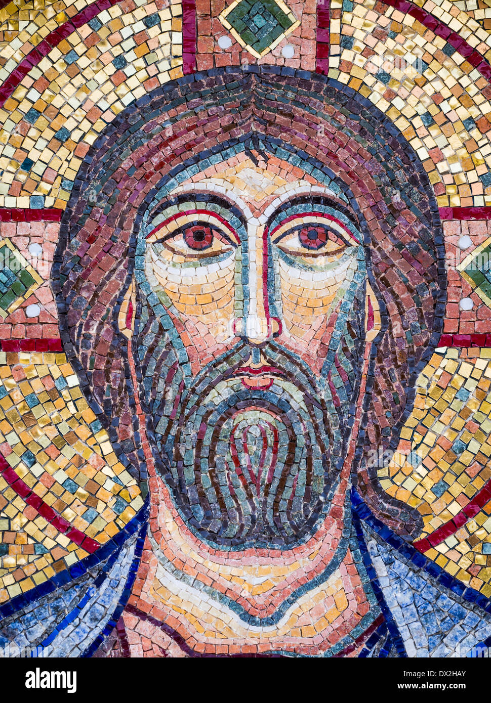 Jesus Christus. Mosaik außerhalb der Metekhi Kirche in Tiflis, Georgien. Stockfoto