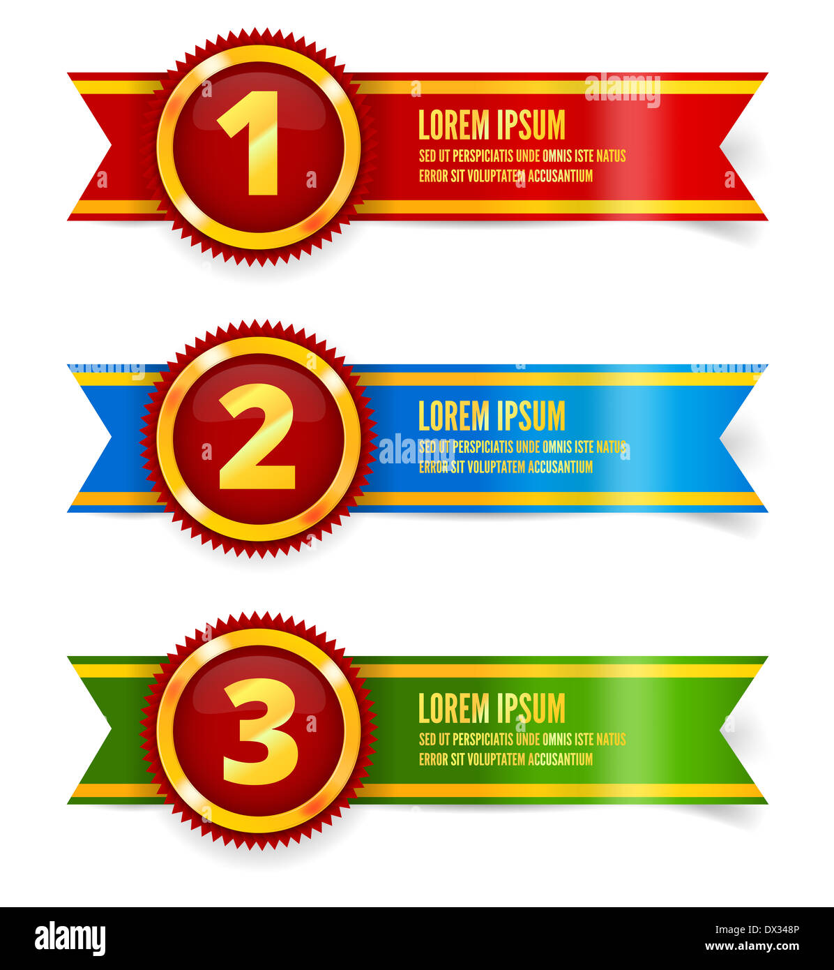 Golden mit roten Medaillen Stockfoto