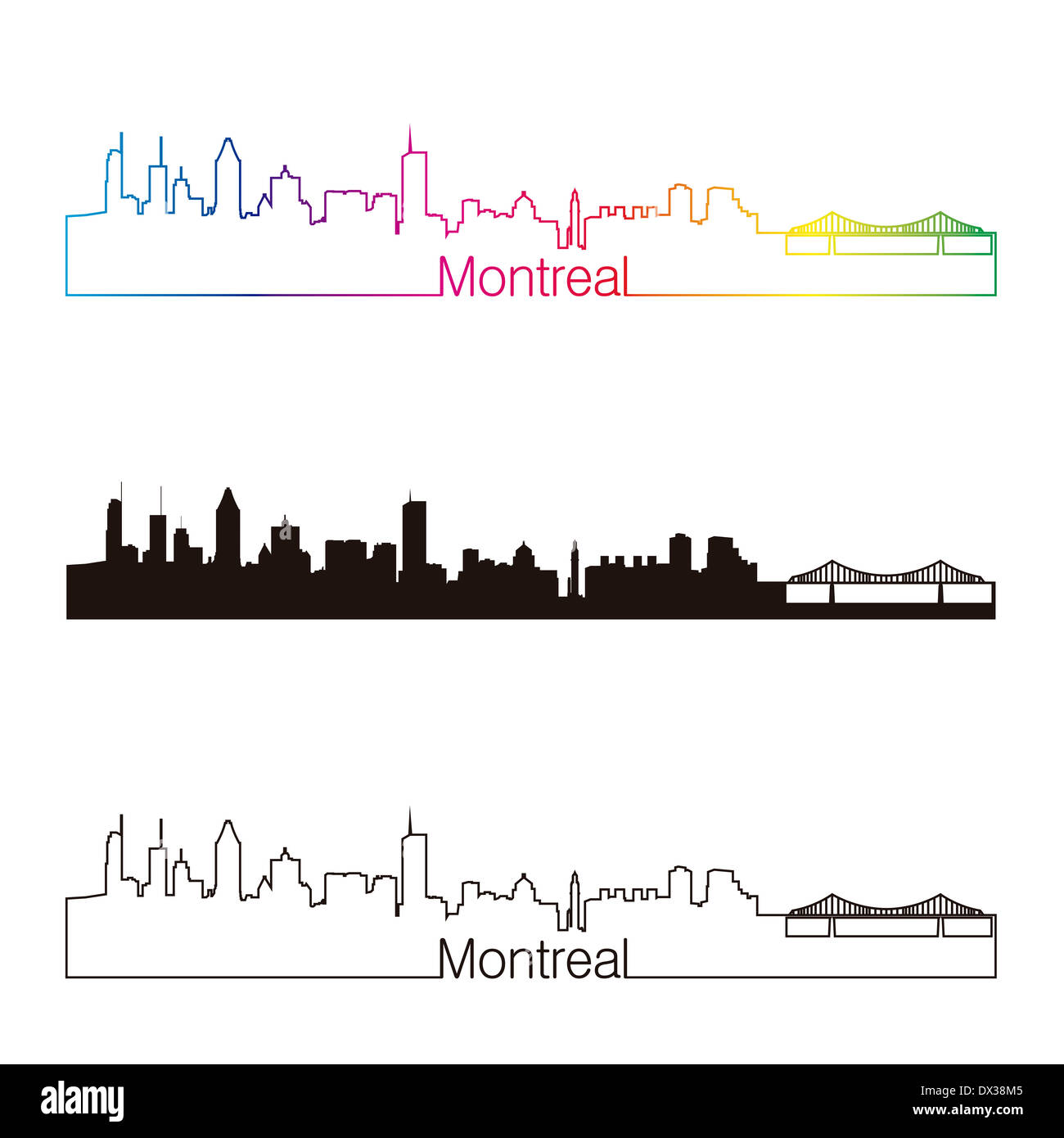 Montreal Skyline linearen Stil Stockfoto