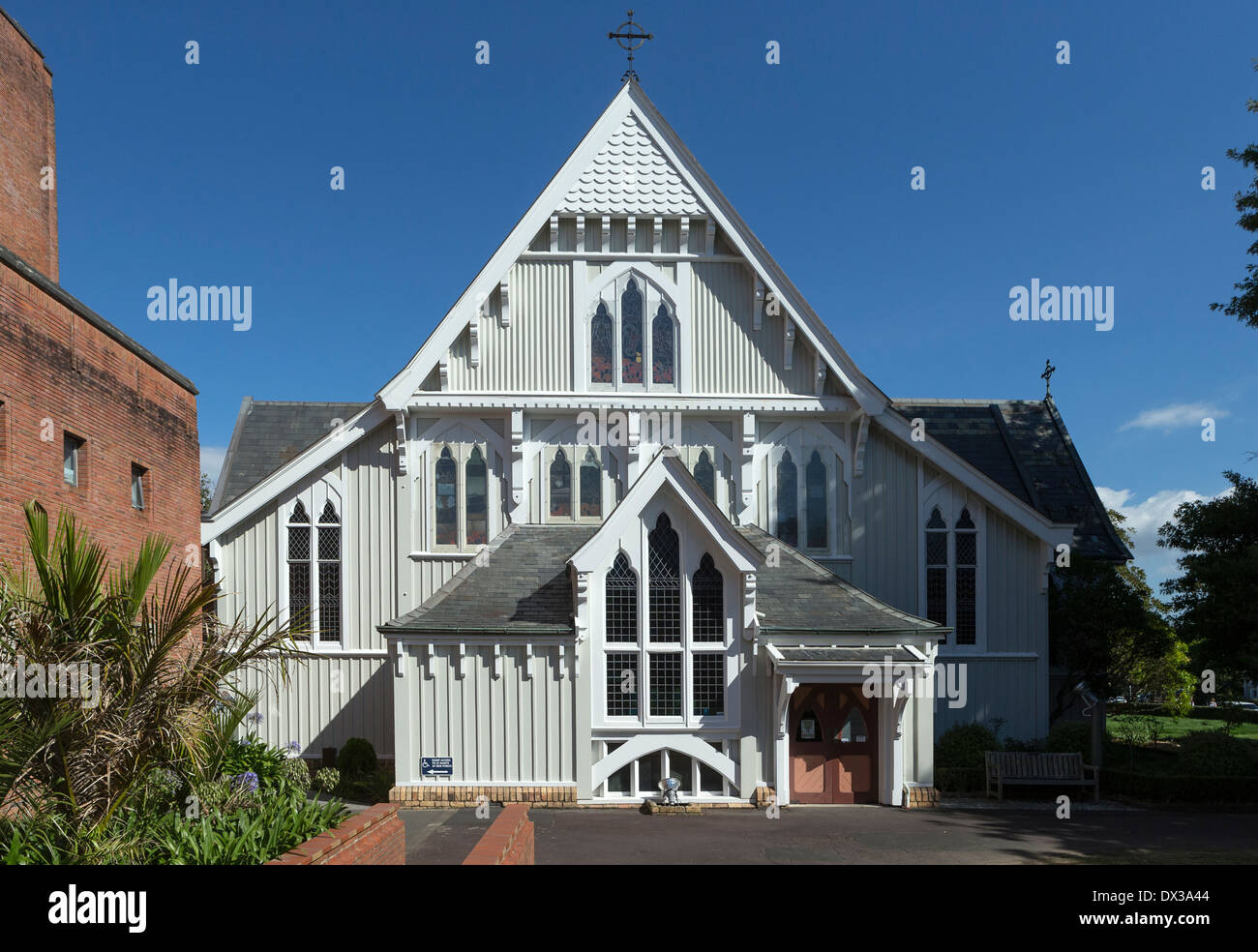 St. Marienkirche, Auckland - das hölzerne Gebäude ist die ehemalige Kathedrale der anglikanischen Diözese von Auckland Stockfoto