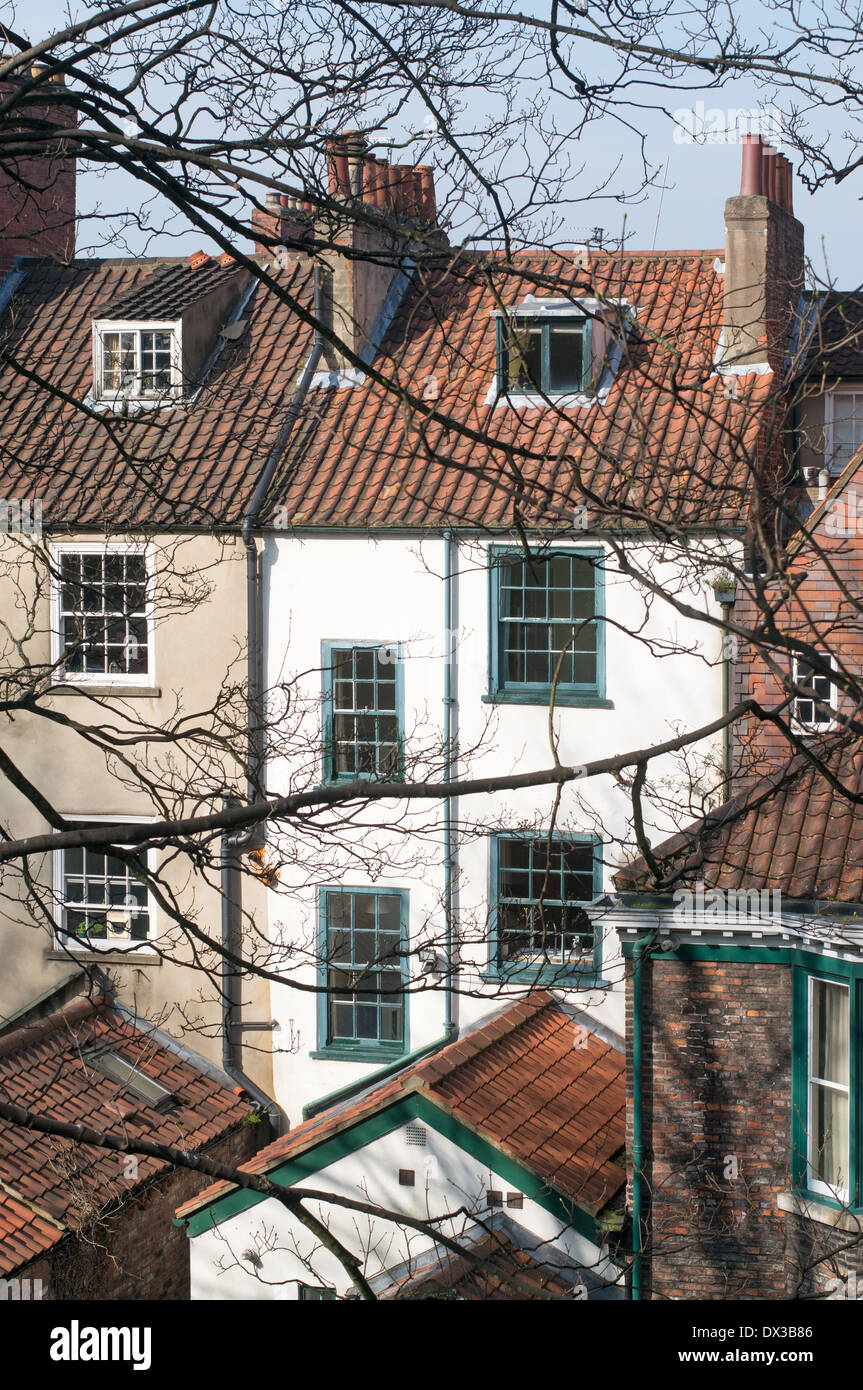 Haus Rücken gesehen von der Stadt Wände, York, England, UK Stockfoto