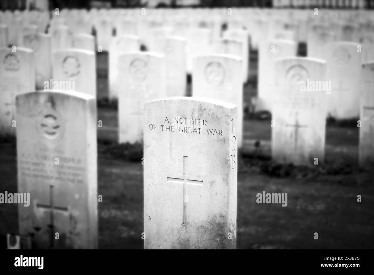 Ein Soldat großen Krieg Friedhof Flanders fields Belgien Stockfoto