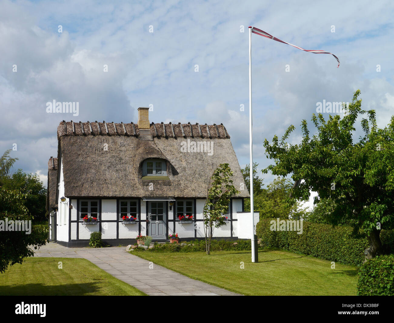 Thratched Haus am Gedesby, Falster, Ostsee, Dänemark Stockfoto