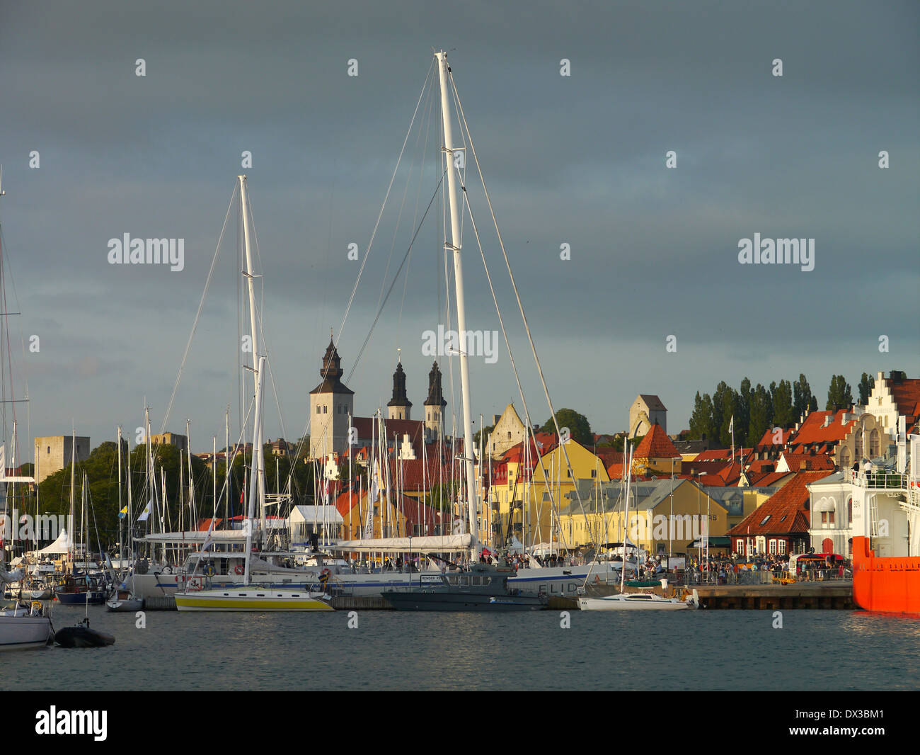 Hafen von Visby, Gotland, Gotlands Län, Schweden Stockfoto