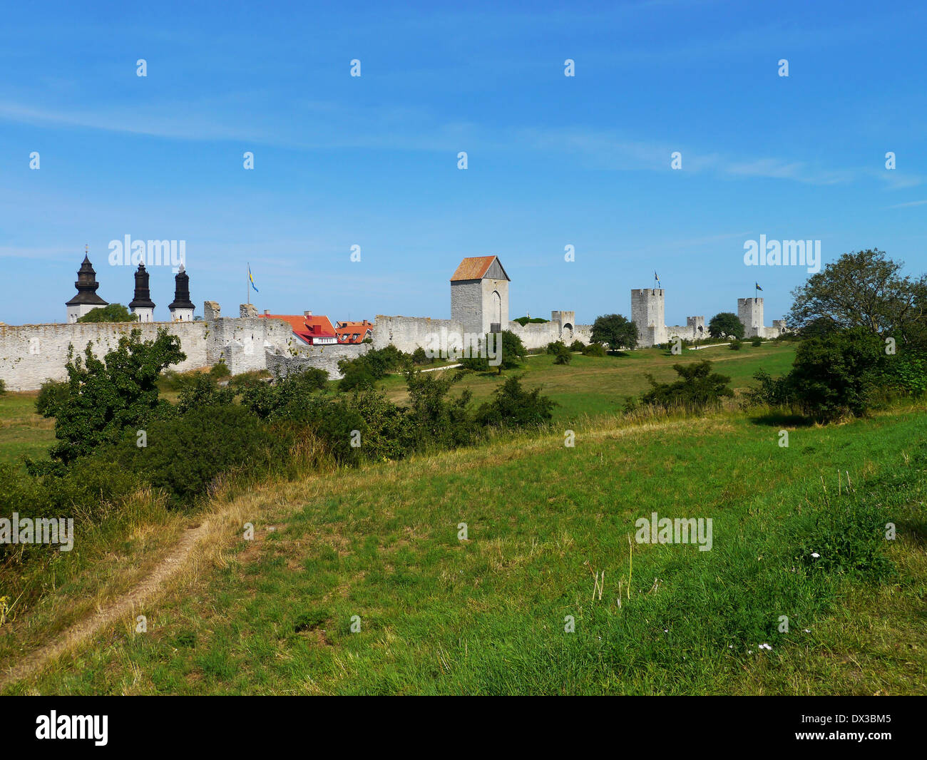 Stadtmauer von Visby, Gotland, Gotlands Län, Schweden Stockfoto