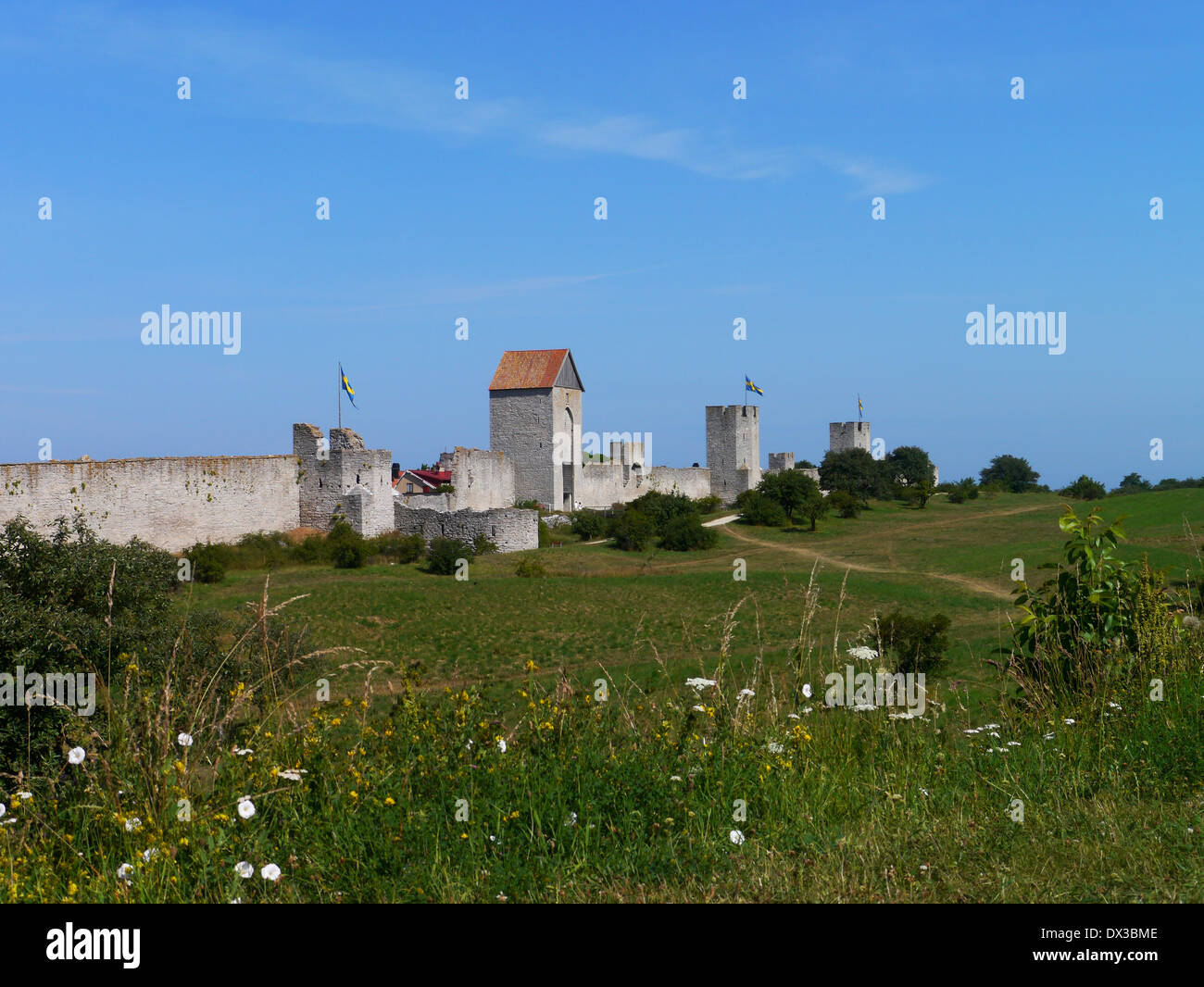 Stadtmauer von Visby, Gotland, Gotlands Län, Schweden Stockfoto