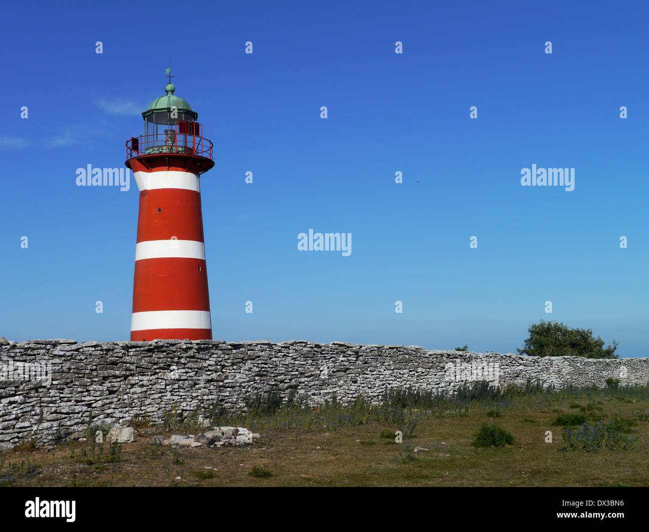 Leuchtturm När, Närsholmen, Gotland, Gotlands Län, Schweden Stockfoto