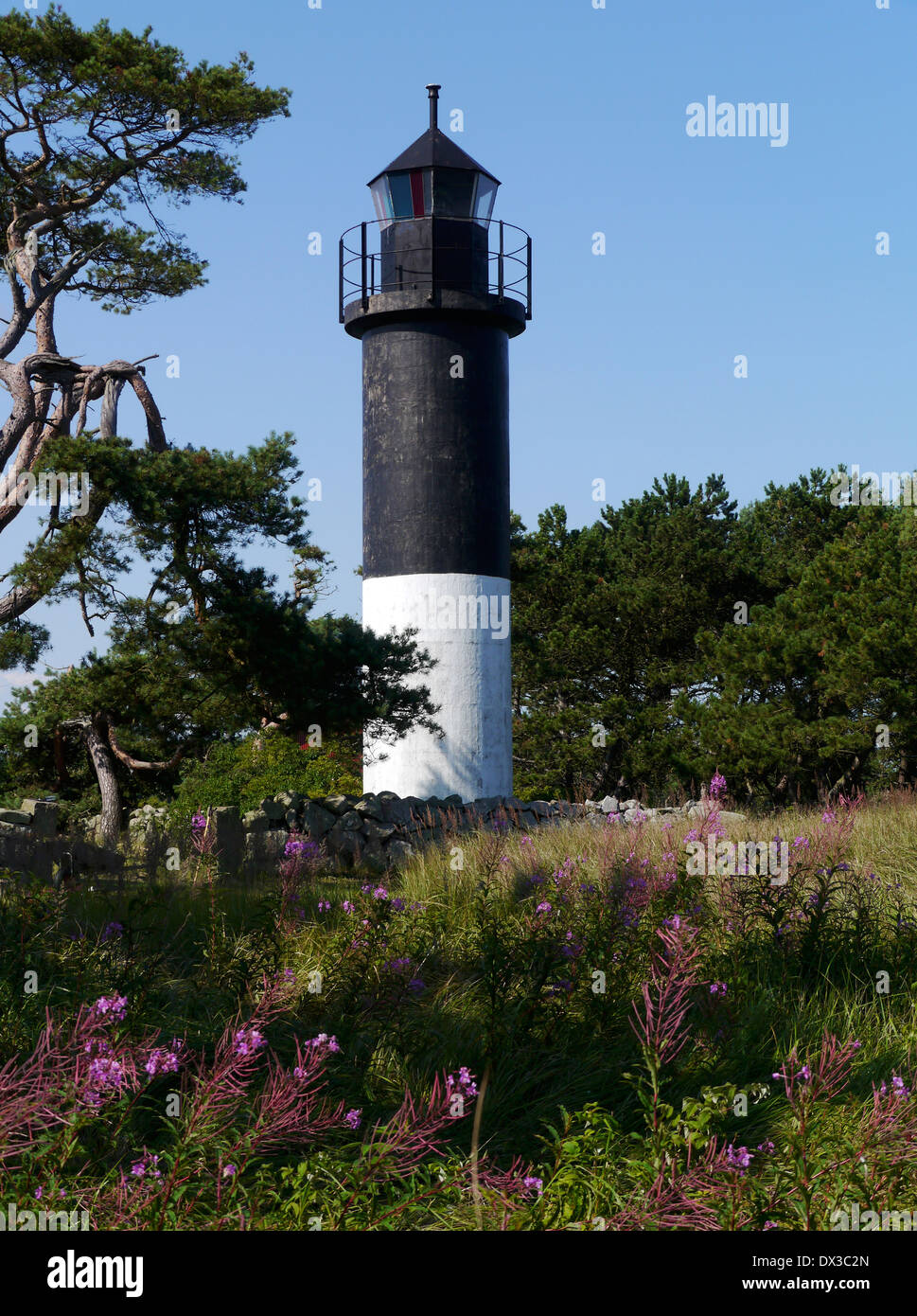 Leuchtturm auf Utlängan, Blekinge Län, Schweden Stockfoto