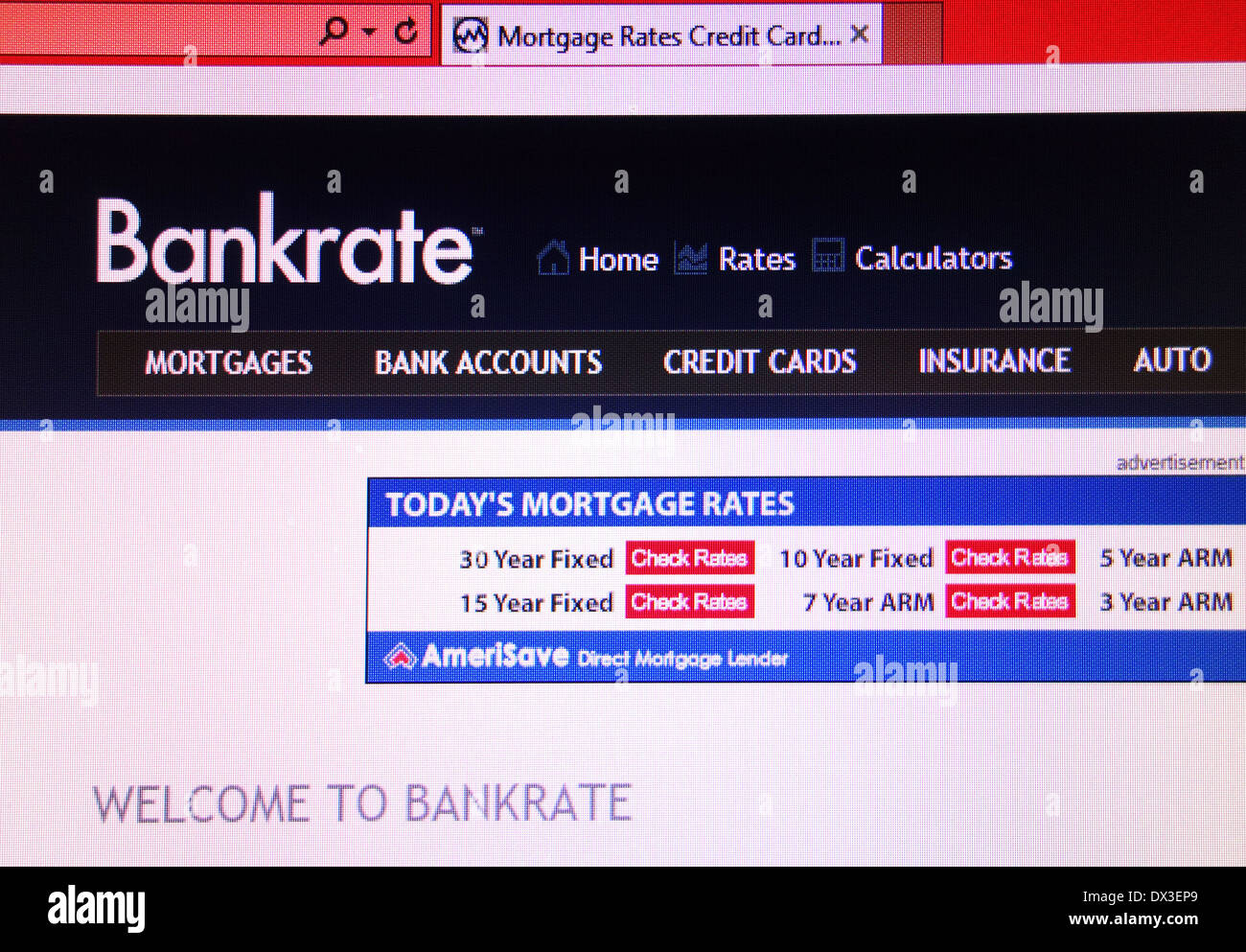 Bankrate Finanzberatung website Stockfoto
