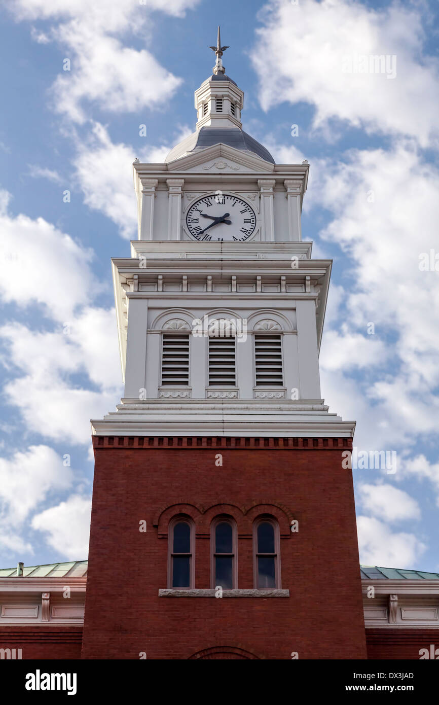 Alte historische Nassau County Courthouse Glockenturm an der Centre Street in downtown District von Fernandina Beach, Florida, USA. Stockfoto