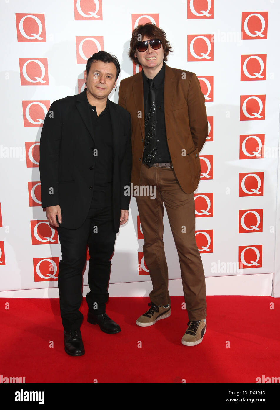 Nicky Wire und Bradfield von Manic Street Preachers The Q Awards 2012 statt im Grosvenor Hotel - Ankunft London, England - 22.10.12 wo: London, Vereinigtes Königreich bei: 22. Oktober 2012 Stockfoto