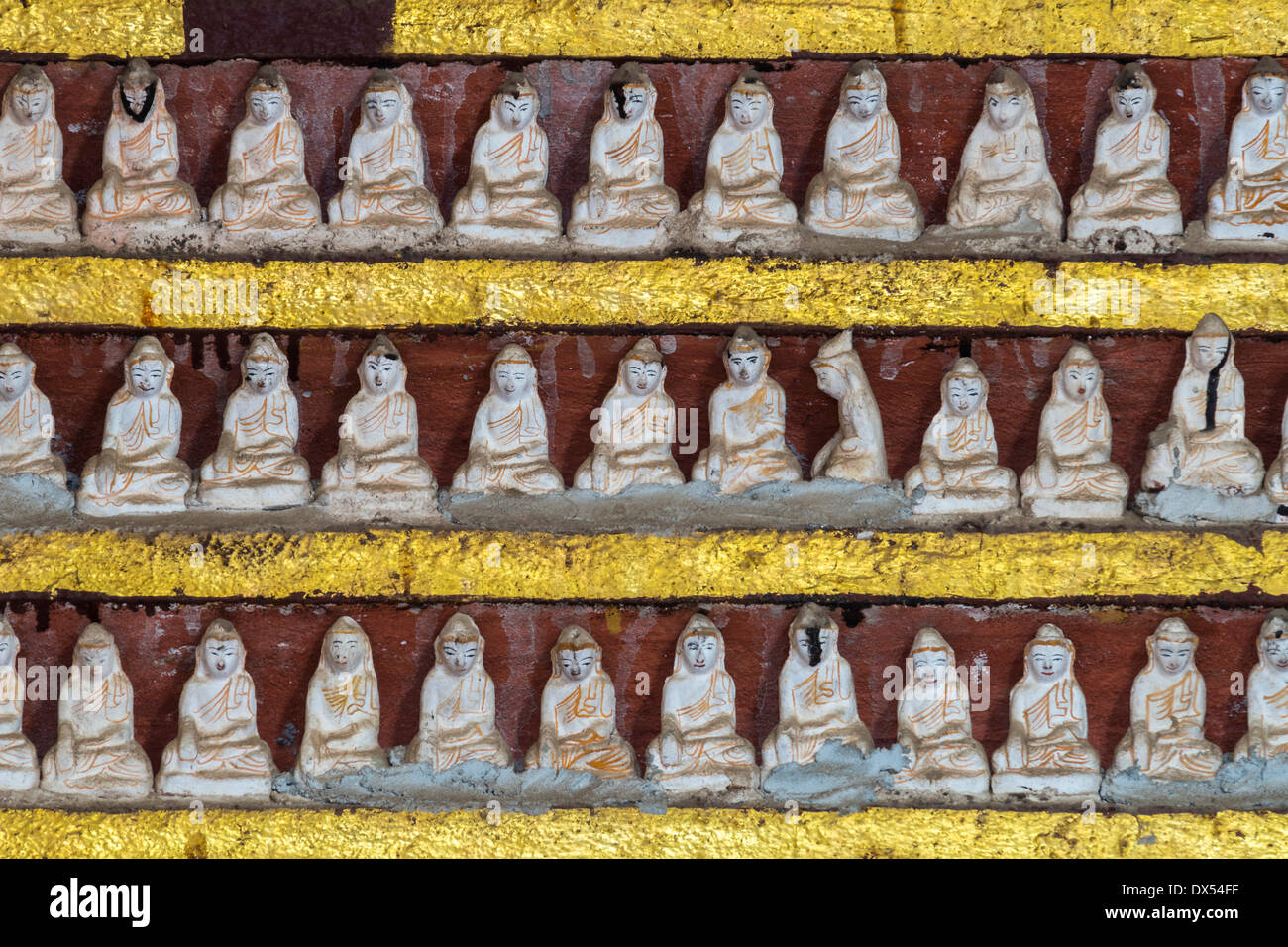 Kleine Buddha-Figuren, Mohnyin Thanboddhay oder Thanbuddhei Pagode oder Paya, Monywa, Sagaing Division, Myanmar Stockfoto