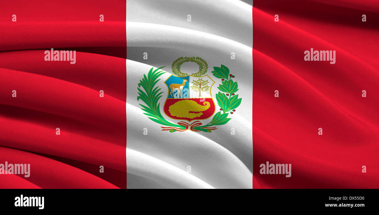 Flagge von Peru im Wind wehende Stockfoto