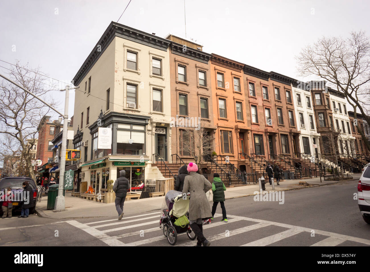Straßenszenen in der familienfreundlichen, trendige Park Slope Nachbarschaft in Brooklyn in New York Stockfoto