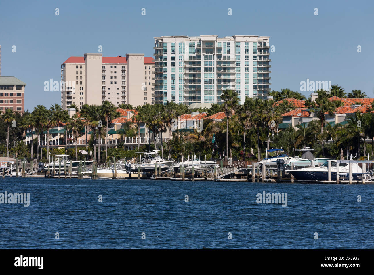 Skyline von Downtown und Hillsborough River, Tampa, FL, USA Stockfoto