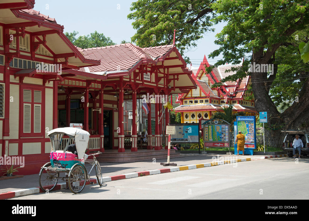 Hua Hin Bahnhof eines historischen Thai Gebäudes in Thailand Stockfoto