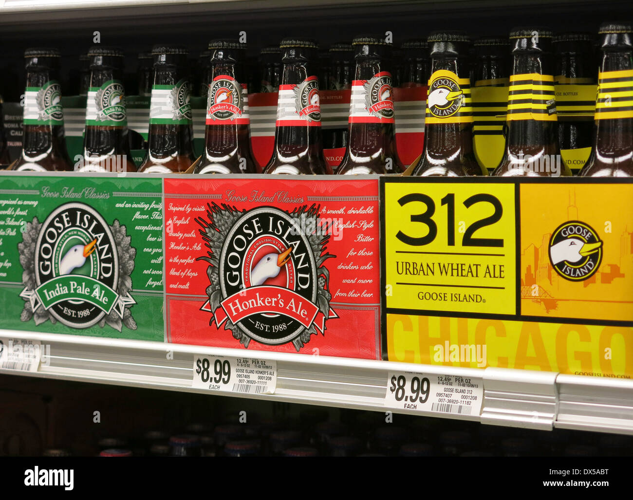 Sixpacks von Goose Island Ales, Publix Supermarkt in Tampa, Florida Stockfoto