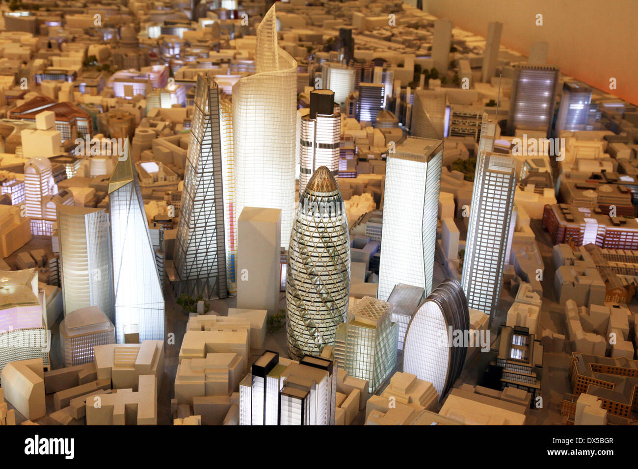 Ein Modell der Wolkenkratzer und Türmen, die existieren und werden vorgeschlagen, um in der City of London gebaut werden Stockfoto