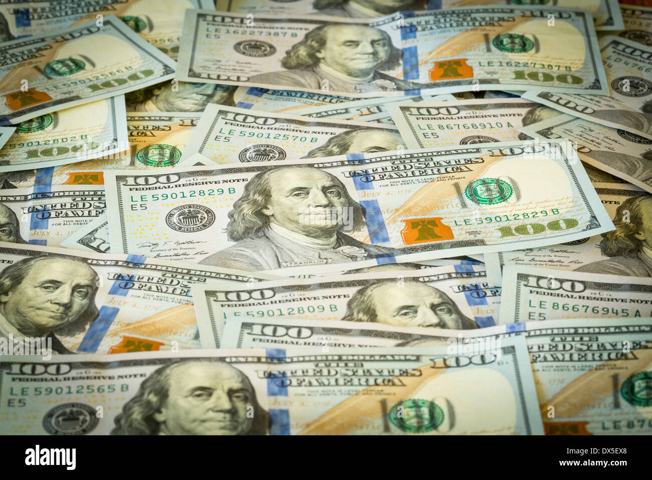 Neues Design der US-Währung hundert-Dollar-Scheine Stockfoto