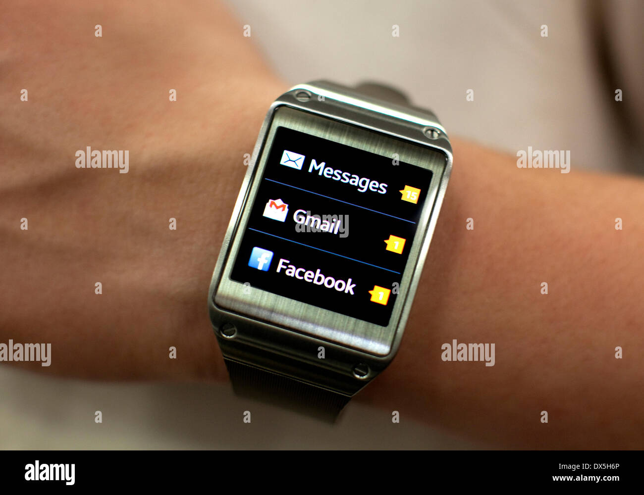 Wearable Technology Show, Olympia, London: Samsung Galaxy Gear Smartwatch Stockfoto
