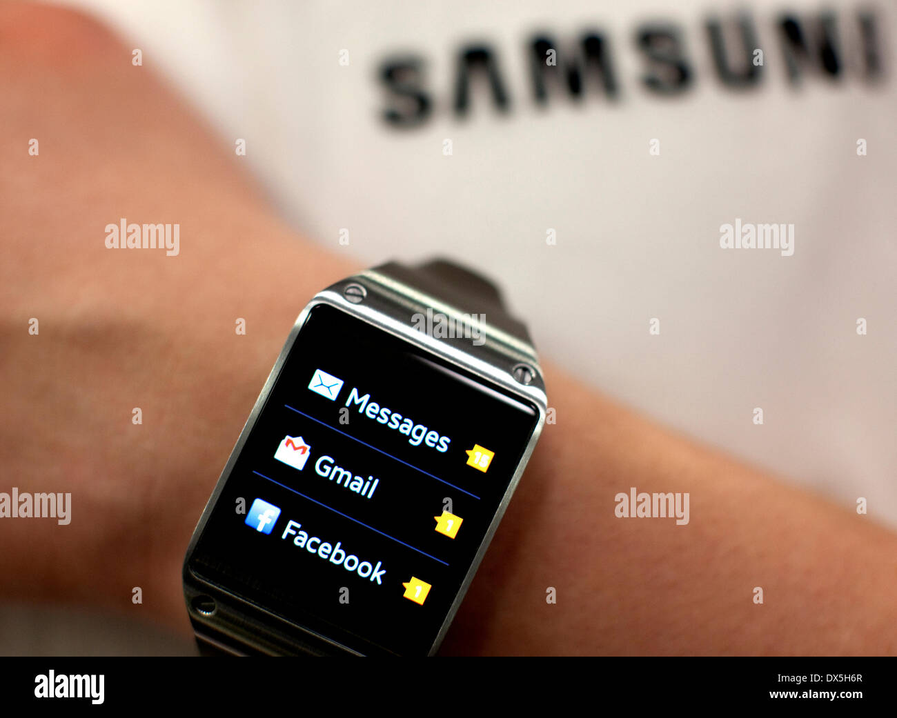 Wearable Technology Show, Olympia, London: Samsung Galaxy Gear Smartwatch Stockfoto