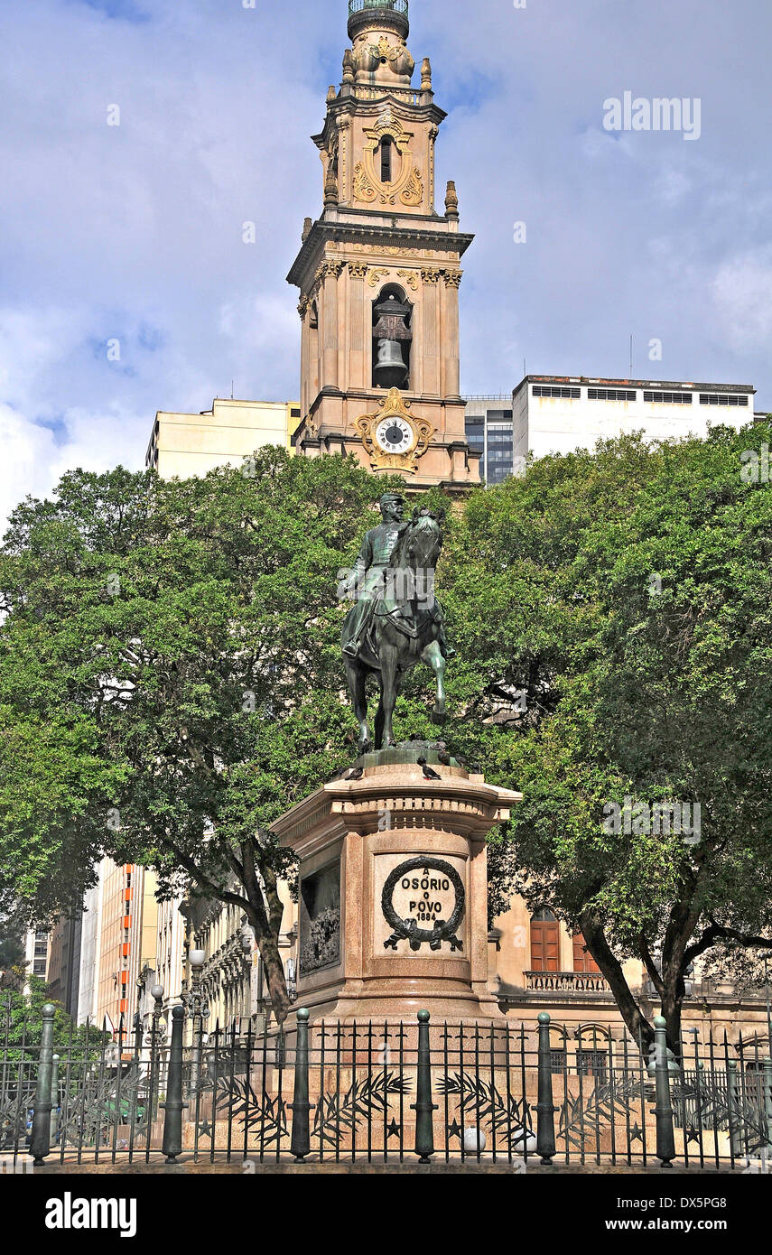 General Osorio Statue und Nossa Senhora Carmo da Antiga Sé XV November Kirchplatz Rio De Janeiro Brasilien Stockfoto