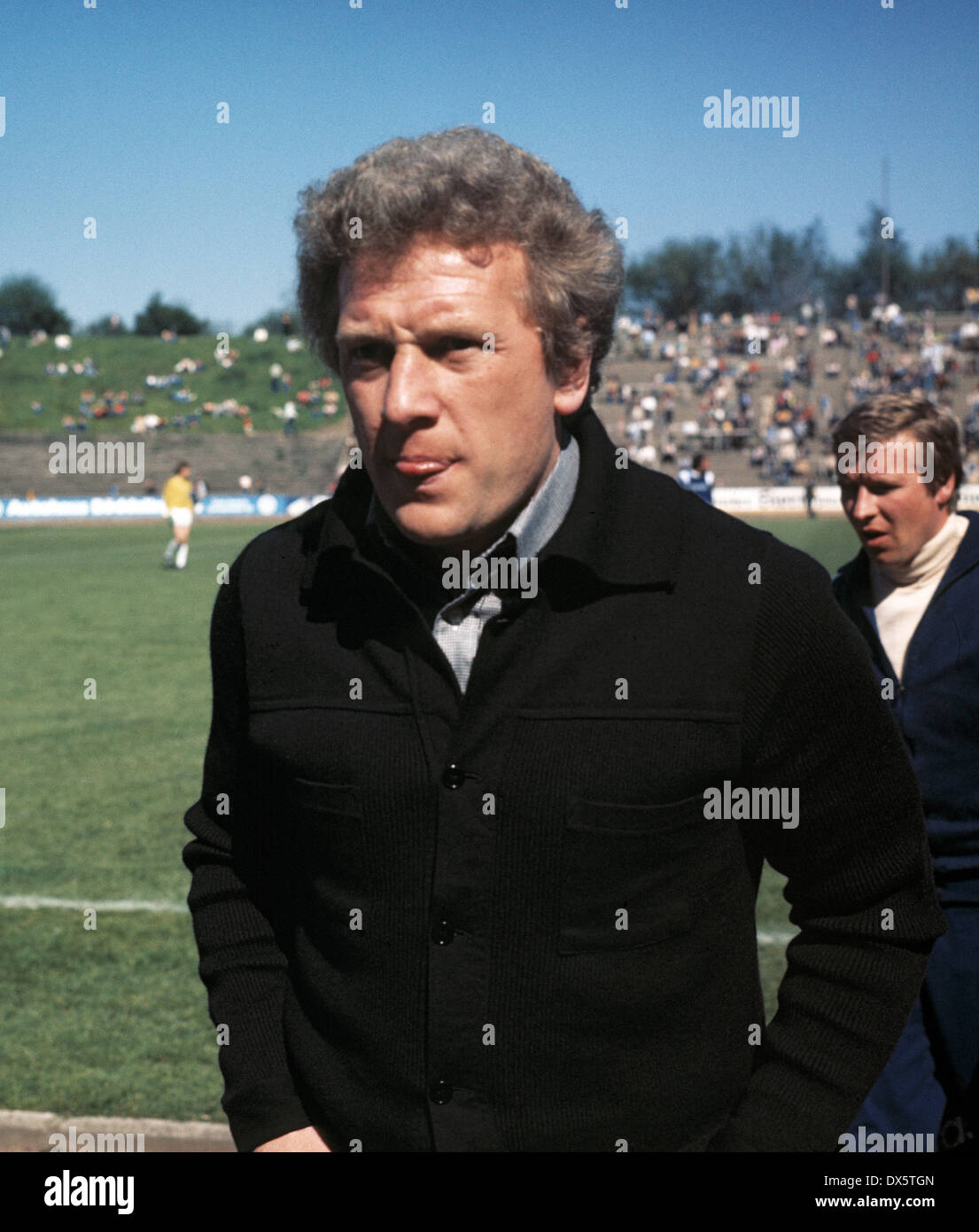 Fußball, 2. Bundesliga Nord 1976/1977, Stadion bin Uhlenkrug, ETB Schwarz Weiss Essen gegen Arminia Bielefeld 0:2, Trainer Karl-Heinz Feldkamp (Arminia) Stockfoto