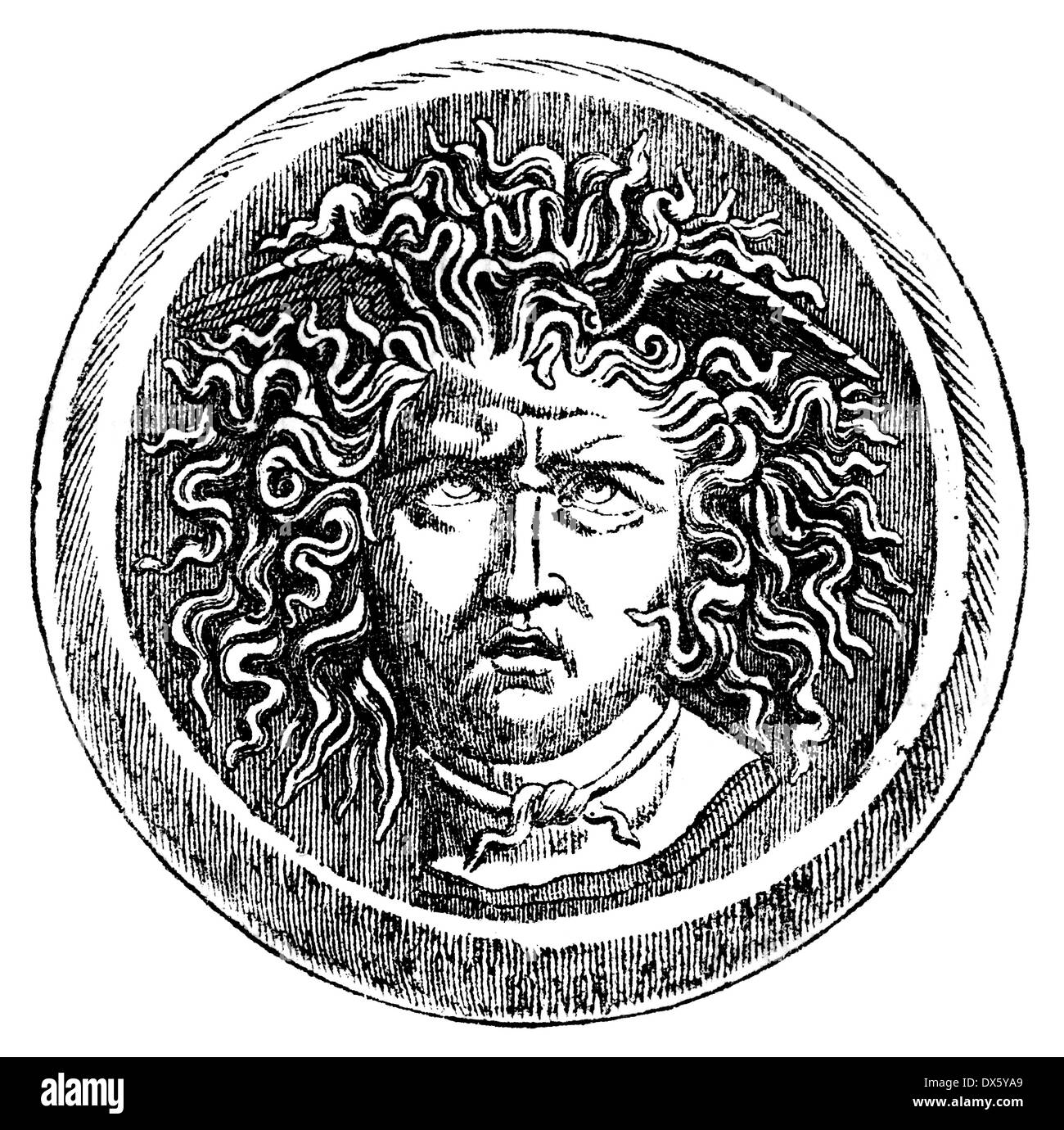 Kopf der Medusa, Illustration aus Buch datiert 1878 Stockfoto