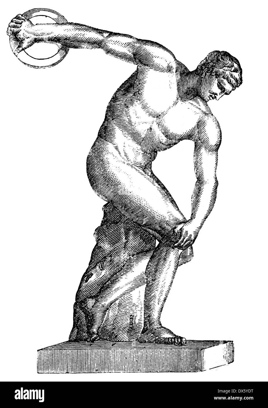 Statue von Discobolus, Illustration aus Buch datiert 1878 Stockfoto