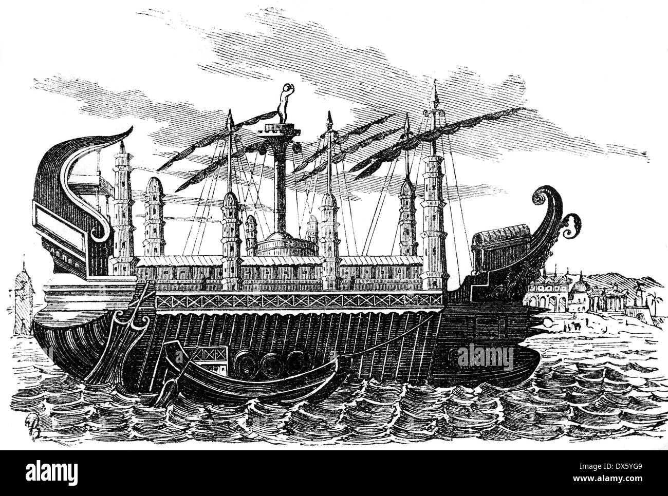 Schiff von Hiero II, König von Syrakus, Illustration aus Buch datiert 1878 Stockfoto