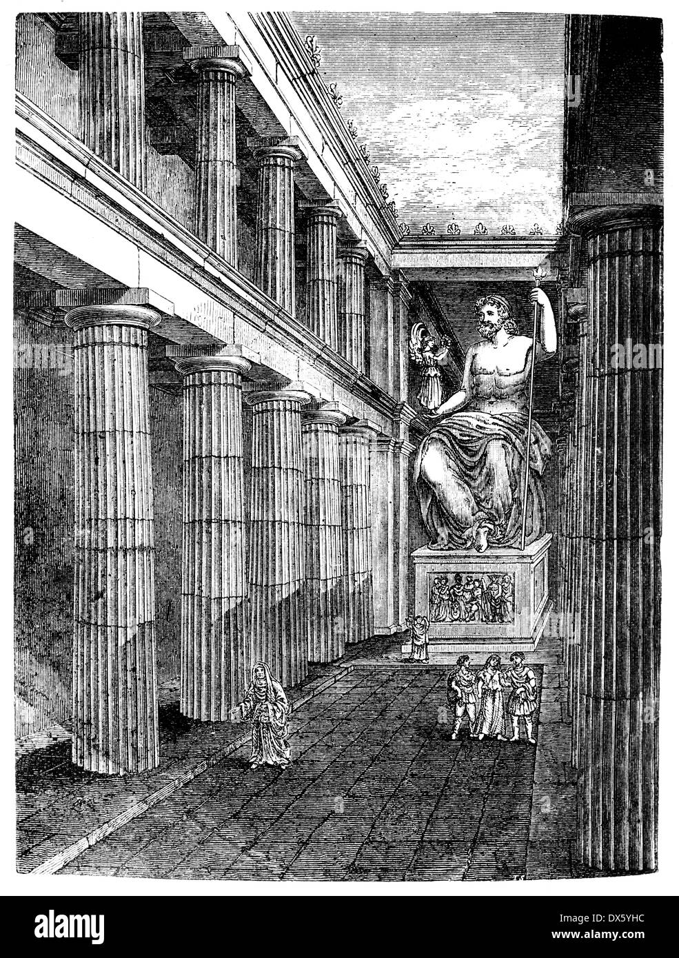 Innere des Tempel des Zeus in Olympia, Griechenland Illustration aus Buch datiert 1878 Stockfoto