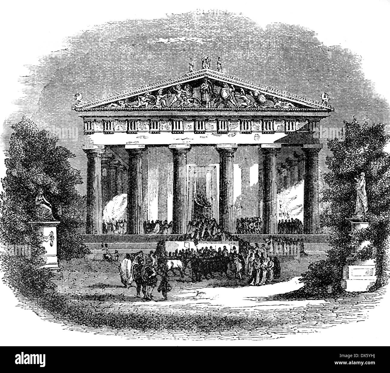 Tempel des Zeus Hellanios, Ägina, Illustration aus Buch datiert 1878 Stockfoto