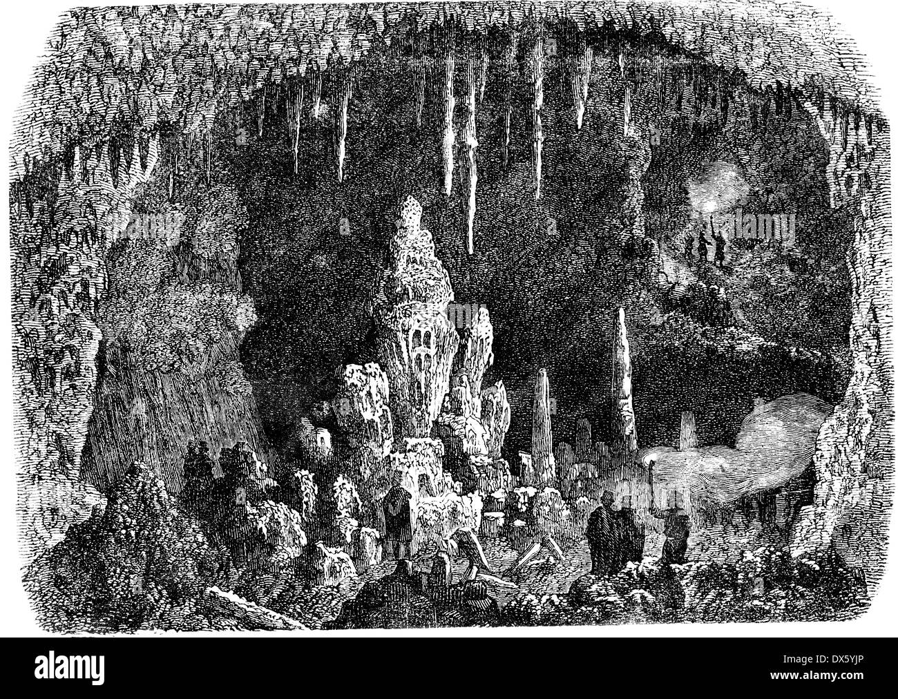 Die Höhle von Antiparos, Griechenland, Illustration aus Buch datiert 1878 Stockfoto
