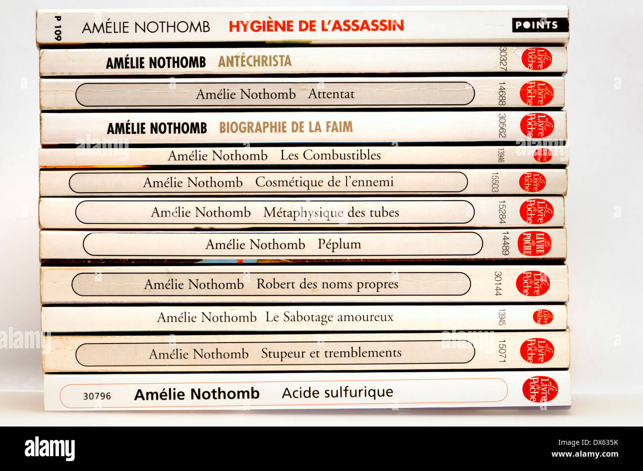 Amelie Nothomb Taschenbuch Romane in französischer Sprache Stockfoto