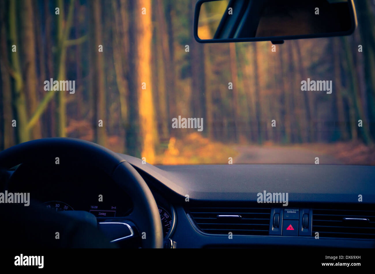 Innenansicht von einer beweglichen Autostraße Stockfoto