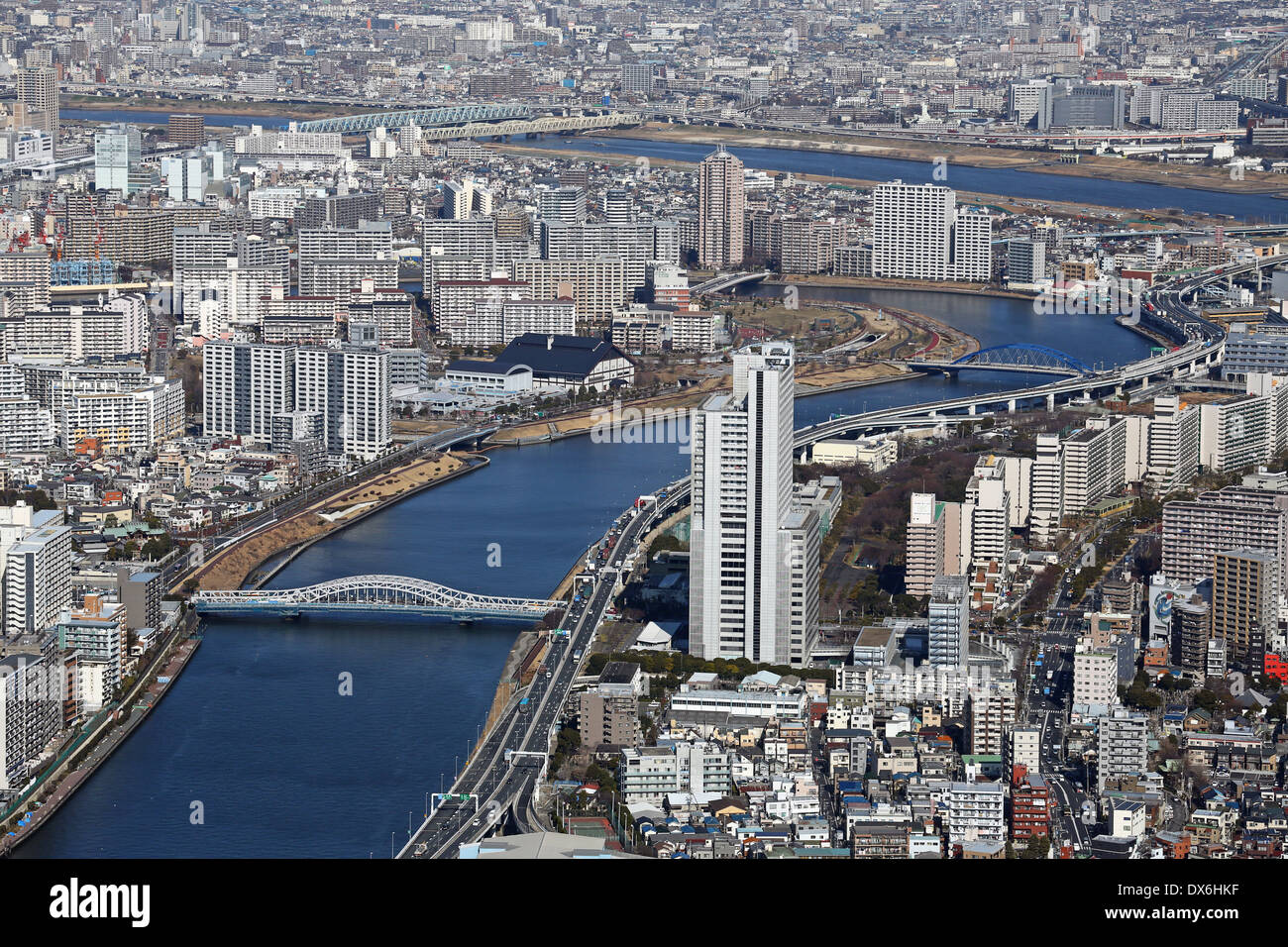 Allgemeine Luftbild auf die Skyline der Stadt, Tokio, Japan Stockfoto