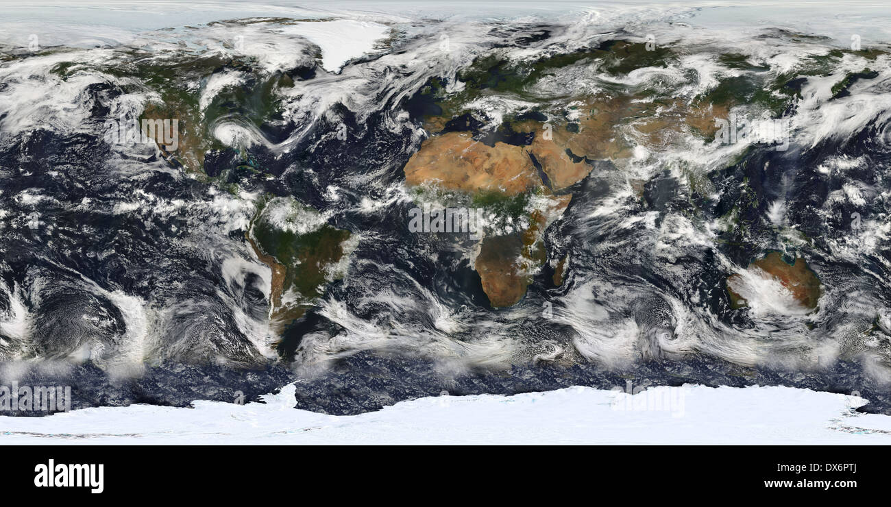 Die Welt sich ändernden Klima vom NASA Satelliten Terra erschossen. Komplette Antenne Sat-Weltbild Stockfoto